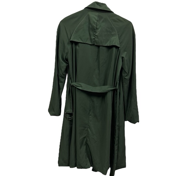 Zara Basic Green Belted Open Front Trench Coat with Pockets Womens XS - Picture 10 of 15